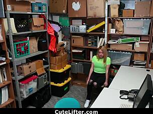 Shoplifting Teen Strip Searched and Punished with Hard Fucking by Creep Mall Officer