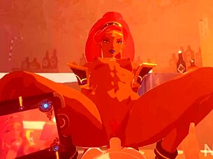Urbosa engages in a sucking and fucking sequence in this animated scene with intense action