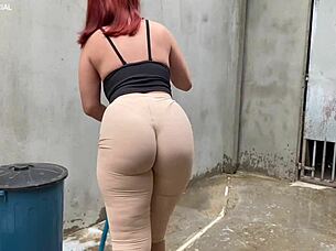 Suggestive Brazilian Prostitute Maid Teases with Big Ass in Voyeur Fetish Encounter