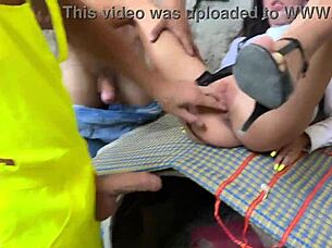 Sexy Girl Realtor On High Heels Enjoys Gangbang In Abandoned House