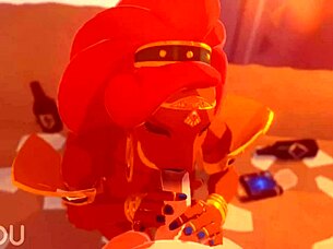 Urbosa engages in a sucking and fucking sequence in this animated scene with intense action