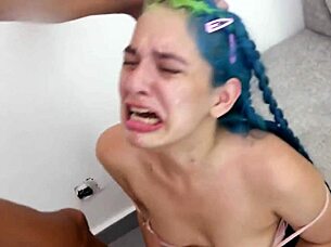 Sexy Amateur Redhead Teen 18+ Gagging on Big White Cock with Messy Deepthroat and Face Fucking