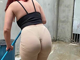 Suggestive Brazilian Prostitute Maid Teases with Big Ass in Voyeur Fetish Encounter