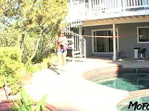 Brunette amateur explores intimate moments with an older companion in a homemade video.