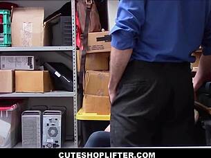 Hot pawg teen 18+ shoplifter Raven Reign with big natural tits juicy ass caught by mall cop has sex with monster cock to avoid real cops young tits bouncing.