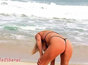 just casually showing off in a micro bikini for the guys at rio beach