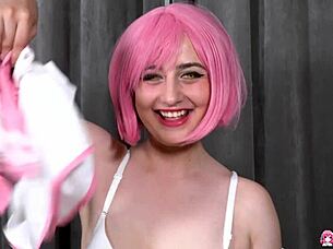 Oh wow, look at me with this pink hair, sliding that sex toy deep into my wet pussy