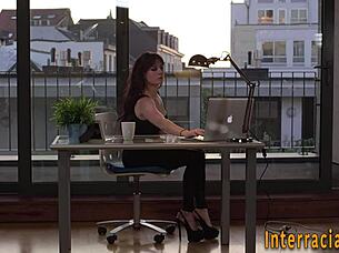 Isn't it wild how this flexible maid gets interracially toyed with a monster cock in her ass until cum in mouth?