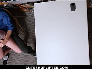 Hot pawg teen 18+ shoplifter Raven Reign with big natural tits juicy ass caught by mall cop has sex with monster cock to avoid real cops young tits bouncing.