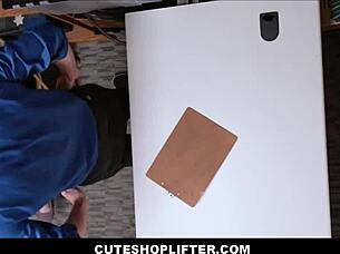 Hot pawg teen 18+ shoplifter Raven Reign with big natural tits juicy ass caught by mall cop has sex with monster cock to avoid real cops young tits bouncing.