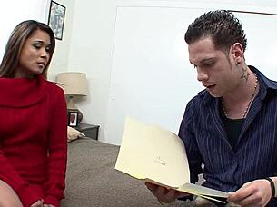 Oh tanned asian nipsy, you got tricked into riding that huge cock when home alone, bending over for rough doggystyle sex!