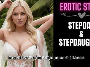 Bride gives erotic blowjob in her first time experience with older man