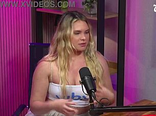 Big tits blonde and curvy latina unleash wild lesbian action on the studio floor with lingerie play.