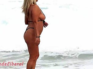 just casually showing off in a micro bikini for the guys at rio beach