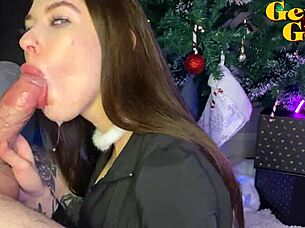 hey, check out this christmas deepthroat leading to a massive facial cumshot explosion