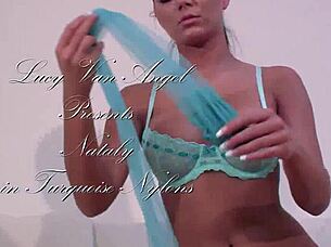 Natally shows off her nice feet and legs