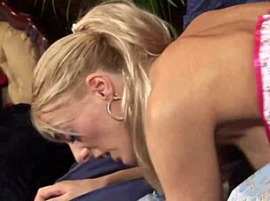 stacey saran rubs her pierced clit while getting hammered by a cock