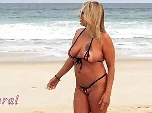just casually showing off in a micro bikini for the guys at rio beach