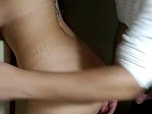 Hidden in Pantry She Takes Anal Creampie from Bartender with Ripped Clothes