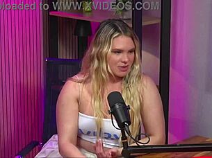 Big tits blonde and curvy latina unleash wild lesbian action on the studio floor with lingerie play.
