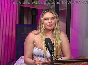 Big tits blonde and curvy latina unleash wild lesbian action on the studio floor with lingerie play.