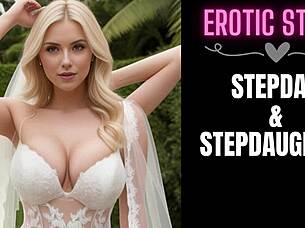 Bride gives erotic blowjob in her first time experience with older man