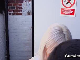 In a casual tale, a slutty bombshell takes on blowbang action with cum swapping and facial shots.