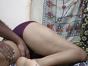 South Indian couple engages in homemade hard fast fucking with creampie finish