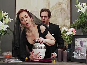 Oh Jayden Marcos Fucks Grieving GILF Widow Ruby Lynne at Funeral!