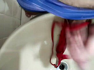 i feel so excited watching him play with my panties and jerk off as i head out to meet a follower for some flashing fun