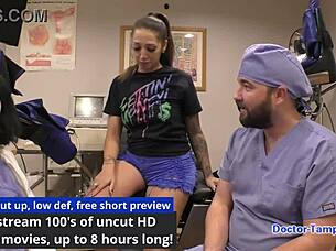 dr tampa conducts a thorough physical on patient stefania mafra at tampa university with gloves and tools