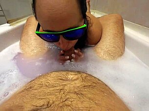 Married neighbor lets me bath together for incredible sexy cheating video with sucking!