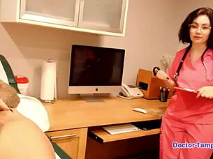 dr tampa conducts a thorough physical on patient stefania mafra at tampa university with gloves and tools