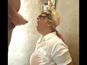 you're getting pissed on for the first time, sexy blonde slut, aren't you?