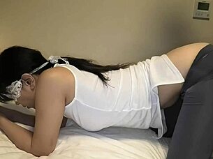 slender mature woman in slim yoga wear enjoys intimate moments from behind