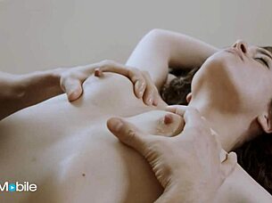 omg, this horny brunette hires a masseur and seduces him into licking her shaved pussy sideways 😈 she rides his cock missionary style until he cums on her ass 🔥