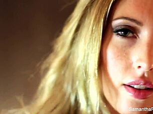 Hey, ready for Samantha Saint's solo finger pleasure time?