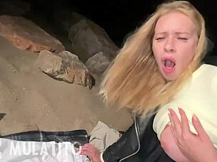 Hey check out this hot blonde getting bareback action on the beach with nikki riddle in pov style