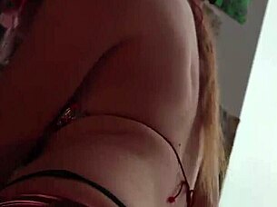 The pawg with bubble butt rides cock in doggystyle. She takes creampie from monster cock.