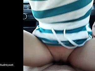 audrey nice - public pick ups - 2 creampies for hot milf with no condom in car and hotel, hey, you wanna see me drip cum from my tight wet pussy after that outdoor hotel fucking?