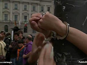 Blonde Gets Bound And Gangbanged In Public Outdoor BDSM Scene With Pain And Domination.