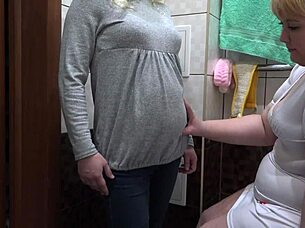 Why does this nurse give a pregnant milf a milky enema in her hairy pussy with massage and orgasm in hospital roleplay?