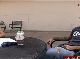 Blonde teen slut with natural tits gets picked up on the street for cum facial