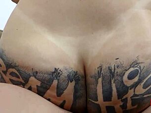 hey, check out this tattooed brunette teen getting deepthroat blowjob and anal creampie in her gaping ass