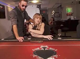 hey, this shemale is sucking that croupier so hard right now