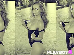 Look at my huge tits in lingerie, the asian milf said before the petite model stripped naked revealing pierced pussy and ass.