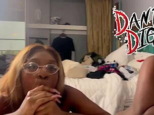 Two ebony hotties kicked off a wild DICK SUCKING CONTEST swapping their boyfriends in a steamy game