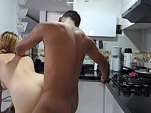 Suck my cock, blonde slut, then I'll cum on your ass!