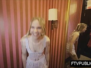 Skinny pale young amateur girl masturbates wildly in public shop