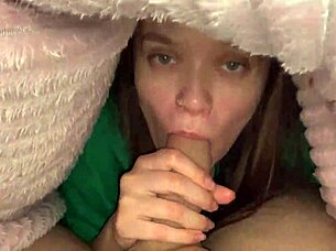 i climbed under the blanket to give my older roommate a deep blowjob in our dorm bedroom